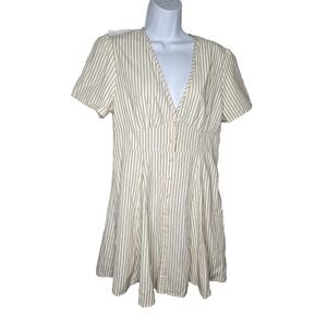 Cider  Striped Short Sleeve Mini Dress XL NWT‎ Button Front V-Neck Casual